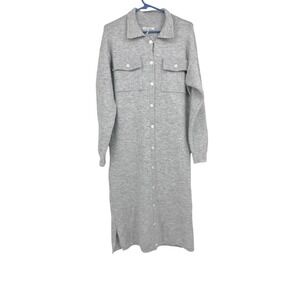 Stitchdrop Gray Button Down Maxi Cardigan Dress Womens Size Medium